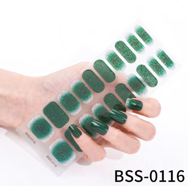 Emerald Glitter Semi-cured Nail Strips