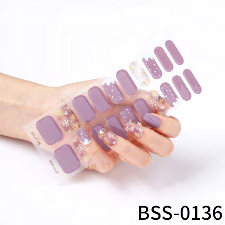 Romantic Purple Snowflake Semi-cured Nail Strips