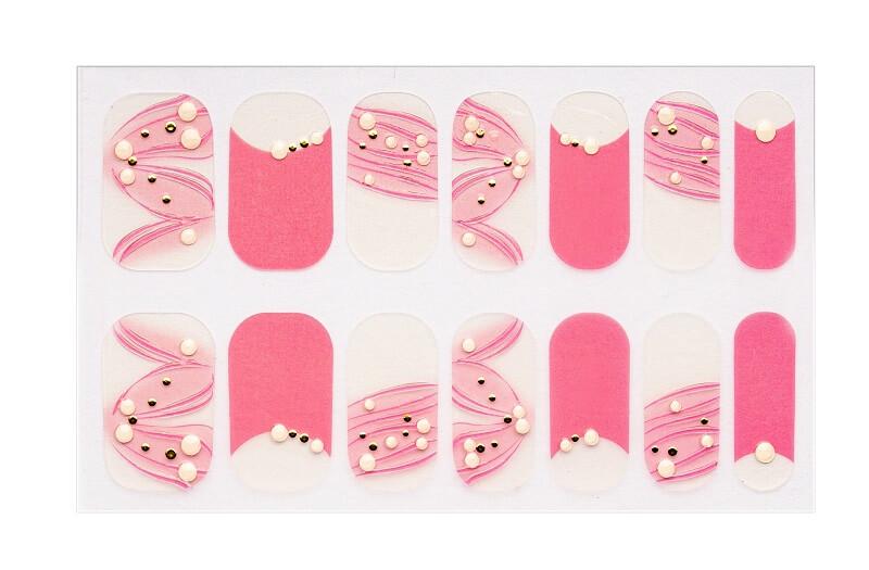 14pcs pink ribbon cute nail wraps